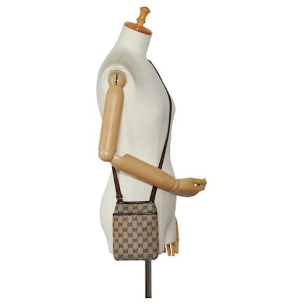 Authentic Gucci GG Canvas Web Crossbody Bag Beige/Brown - Picture 3 of 12